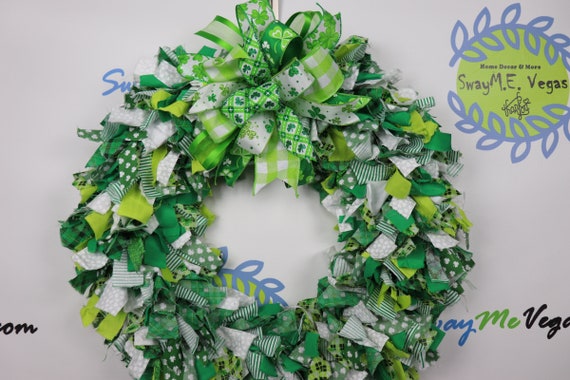 St Patty S Day Fabric Wreath Irish Rag Wreath St Patrick S Day