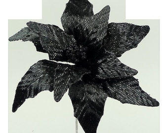 Black Velvet  Poinsettia Floral Stem, Christmas Holiday Pick, Wreath supply, craft supply, Centerpiece floral, Tree topper pick,