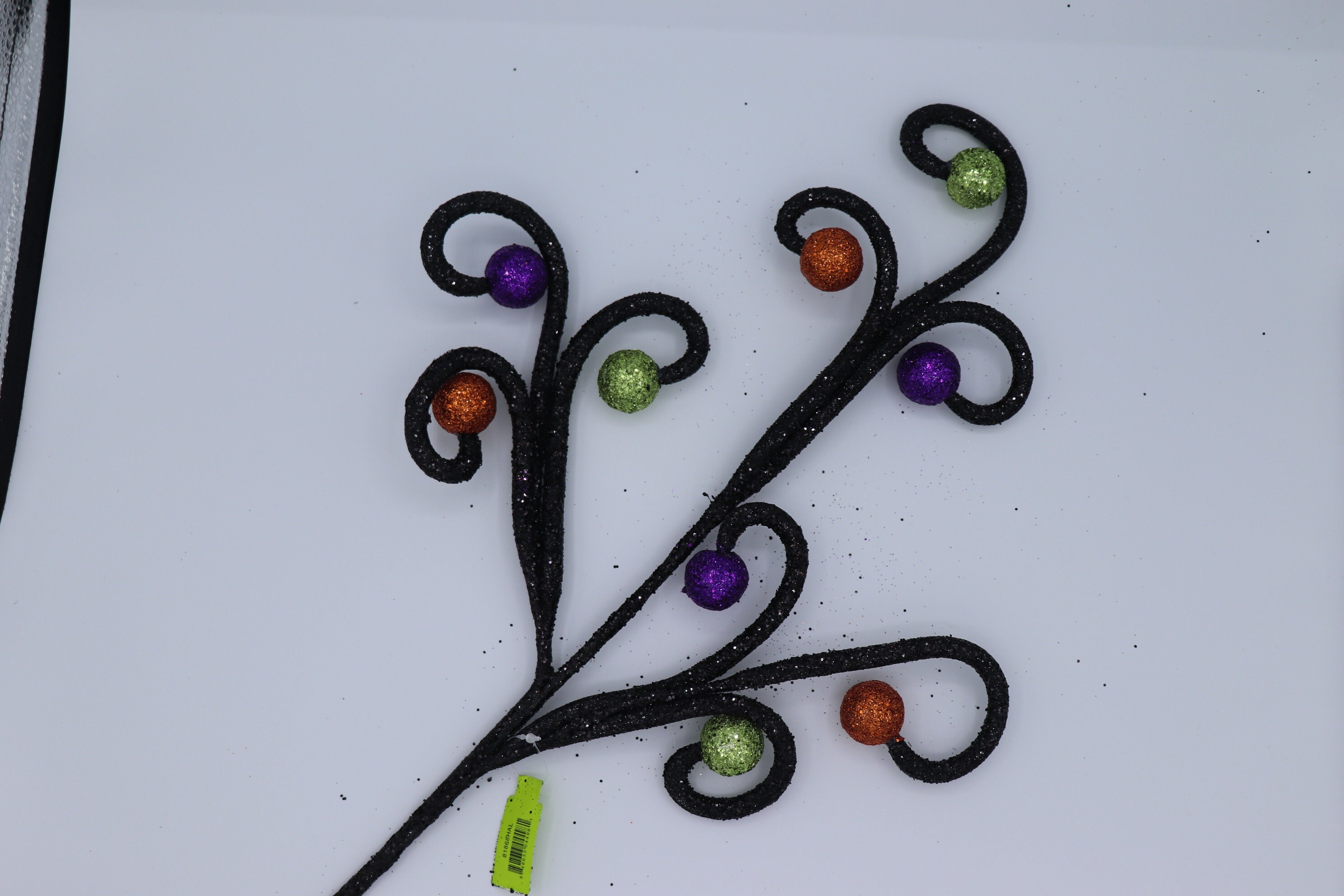 Glitter Spiral and Ball Spray Halloween Pick Purple Orange Etsy