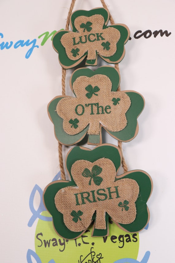 Patricks day sign Irish saying shamrocks Luck of the Irish wreath sign St wreath attachment wall decor