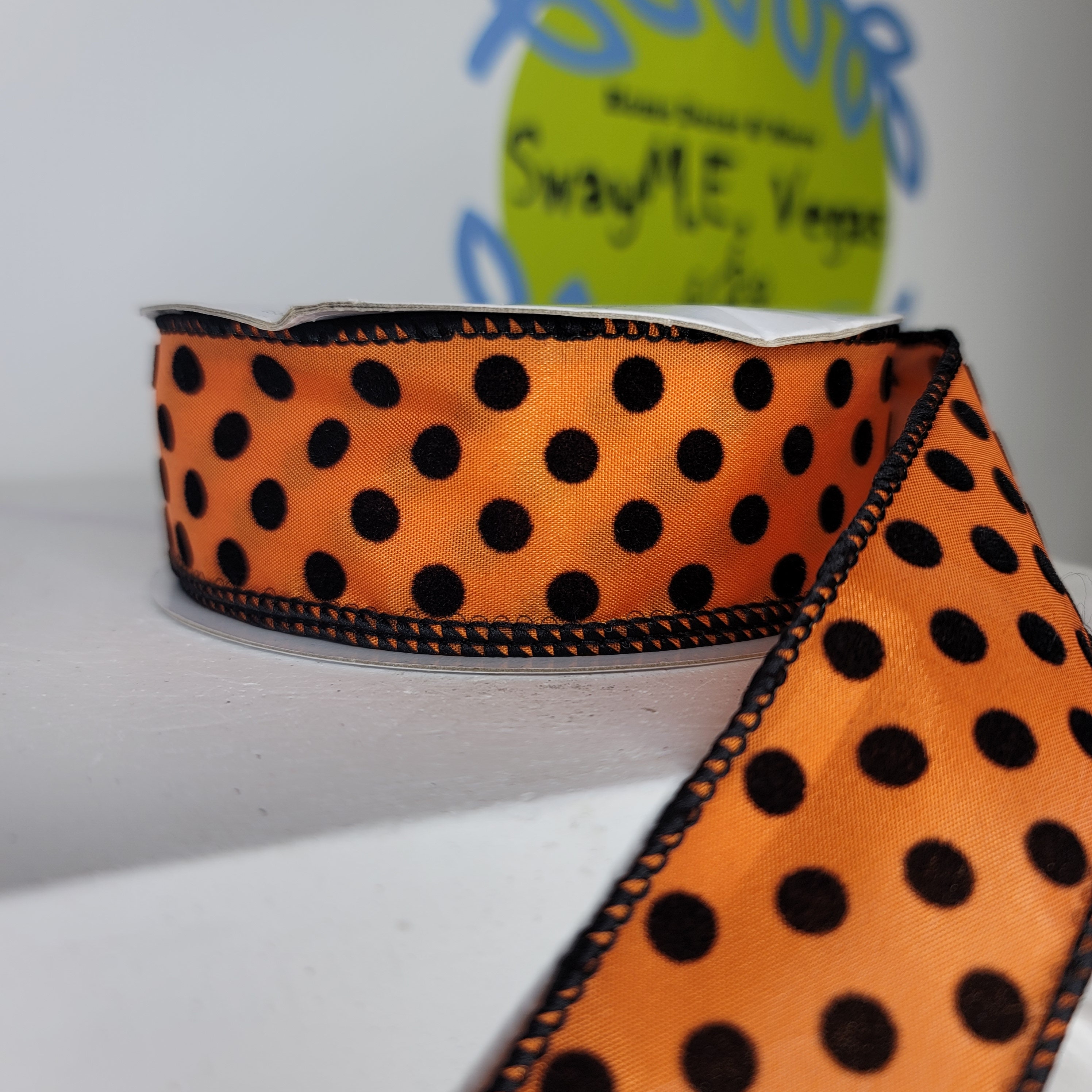 Black Orange Polka Dot Wired Ribbon With Raised Dots Craft - Etsy