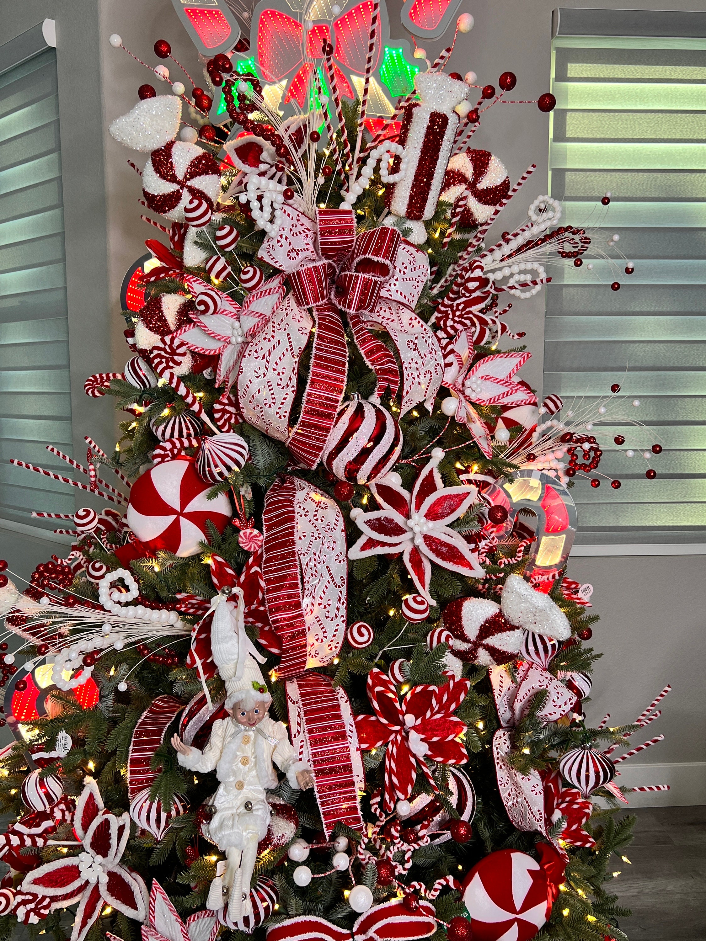 Candy Cane Christmas Tree Decor Kit | Peppermint Holiday Theme - Etsy