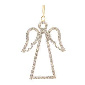 Gold Rhinestone Angel Christmas Ornament: Iron Glass Tree Decor