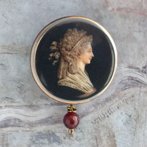 Miniature portrait pinback button, Antique painting button, Wearable art, Inexpensive gift for history lover, Unique birthday present