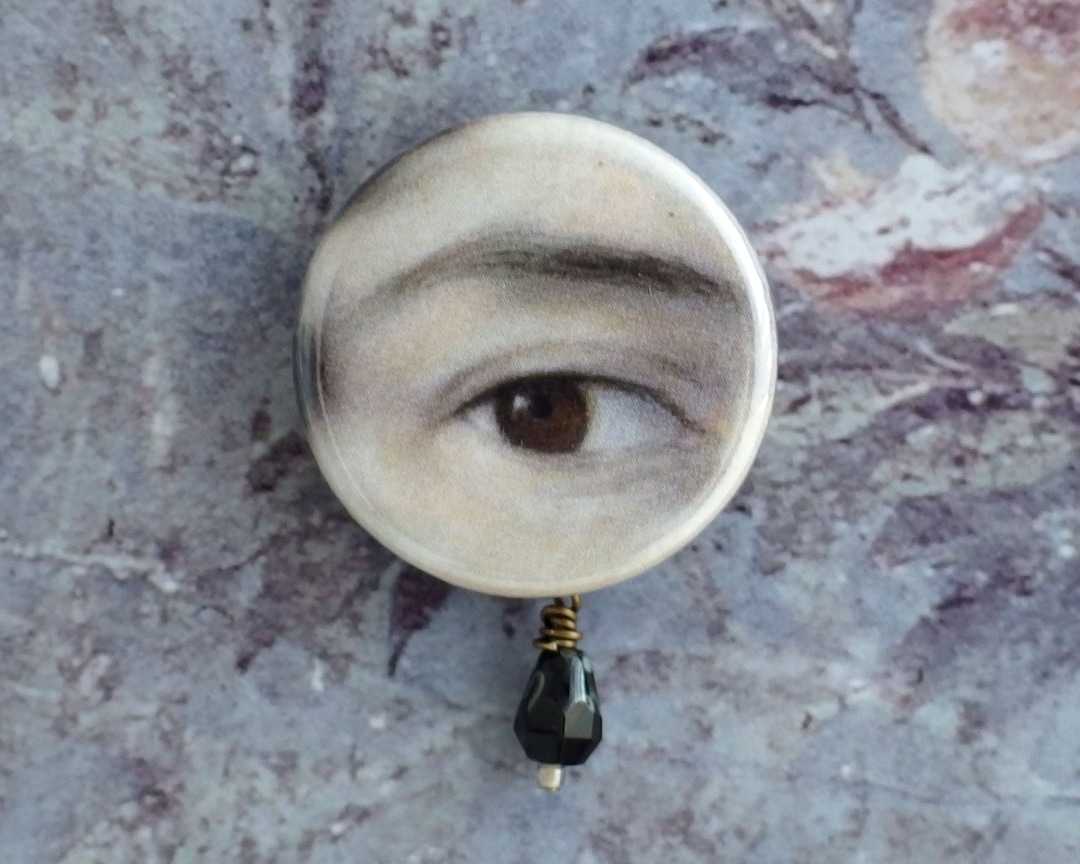 Spectate Button Eye Lover's Eye Pinback Button With Czech Glass Drop, Replica Art Button ...