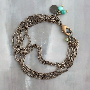 Multistrand brass chain bracelet, Oxidized brass jewelry for women, Dainty link bracelet, Graceful chain bracelet, Jewelry lover gift