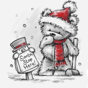 Nuevo sello transparente "Bear Santa Stop" con saludos navideños