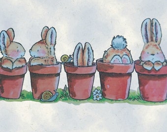 New 'Bunnies in Pots' Easter Clear Craft Stamp