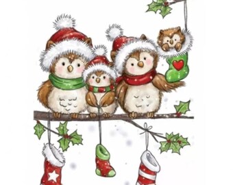 New &#39;Owl Family&#39; Christmas Greetings Clear Stamp