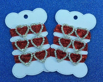 12Pcs Small (15mm) Rhinestone Heart Slider Ribbon Buckles perfect embellishments for Valentine and Wedding Craft Projects