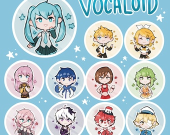 ALL Vocaloid Chibis 2.25 Inch Buttons