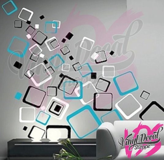 Geometric Wall Decal Multiplex Square Wall Decal Teen Room Wall