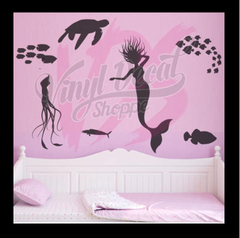 Extra Large Wall Decal fish Mermaid theme Room Underwater mermaid Mermaid Room Wall Decals Mermaid Decor Large Wall Decal Mermaids