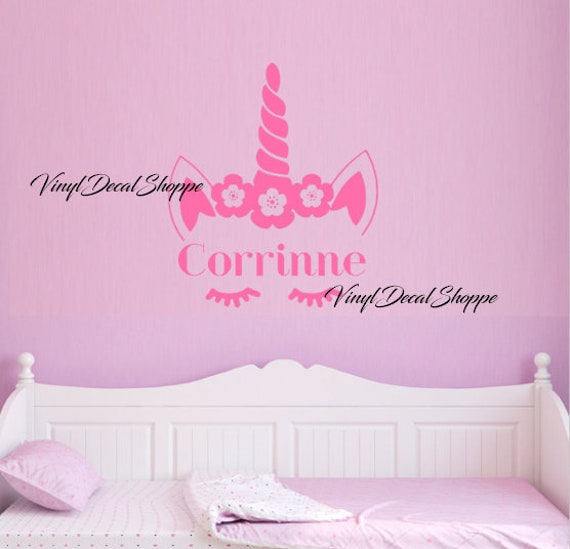 Unicorn Wall Decal Custom Unicorn Name Unicorn Decor Girls Room Decor Girls Nursery Cute Girls Decor Unicorn Monogram Custom Name