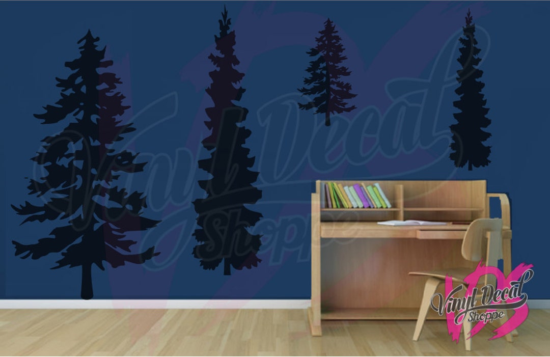 Evergreen Tree Wall Decal Tree Wall Decal Forest Wall Decal Etsy