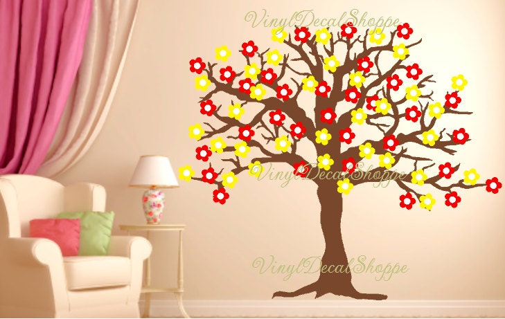 large flowertree wall decal, nursery decal, wall decal, wall mural