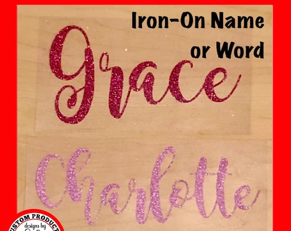 Glitter WORD or NAME Iron-on | Choose size & color