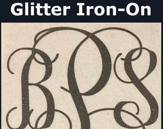 Glitter IRON-ON MONOGRAM | Choose size and color | Monogram for shirts, blankets, bags & more | Free shipping