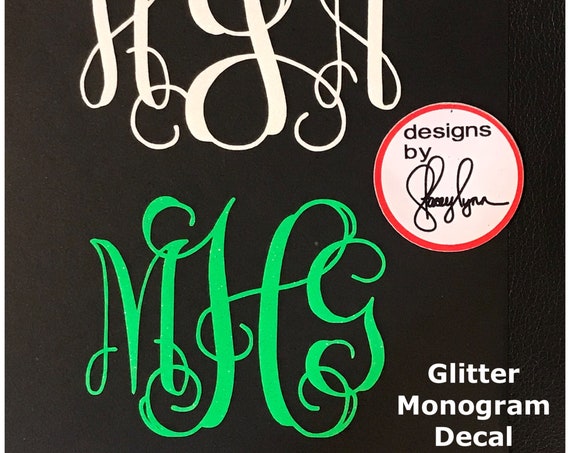 Premium GLITTER Monogram | Decals for Yeti cups, tumblers, mugs, water bottles, cars, laptops and devices | Monogram Sticker
