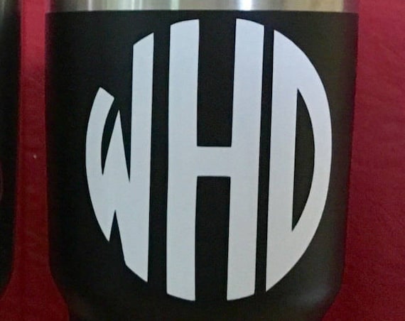 Monogram decal, Round | Choose size & color | Decals for Yeti cups, tumblers, mugs, water bottles, cars, laptops and devices