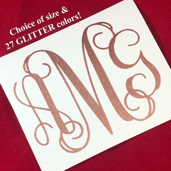 GLITTER Monogram Decal | FREE Shipping | Mongram Decal | Glitter Decal | Laptop Decal | Tumbler Decal | Monogram Sticker | FREE shipping