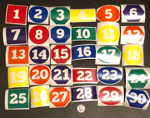 Student Desk Number decals | group students by number, shape or color | set of 28 number decals