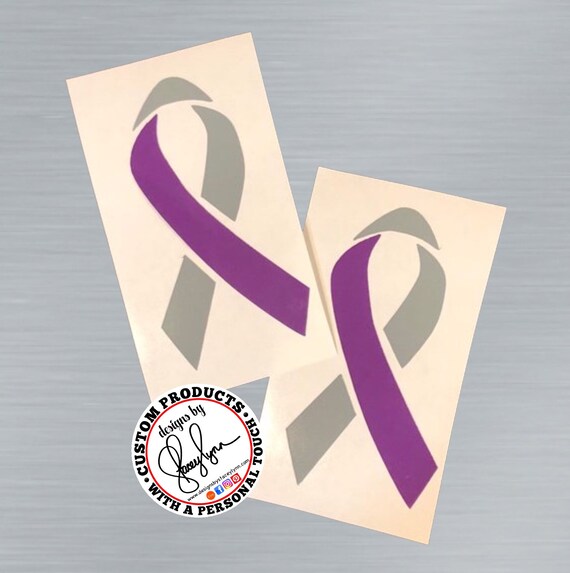 MENINGIOMA AWARENESS RIBBON decal | Brain Tumor Ribbon | Brain Cancer Awareness Ribbon | Grey & Purple ribbon