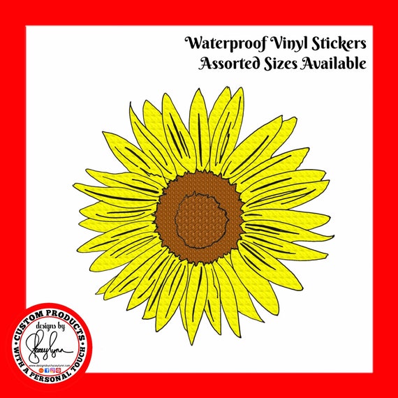 SUNFLOWER STICKER- Waterproof, tear-resistant, vinyl decal available in assorted sizes or full sheets
