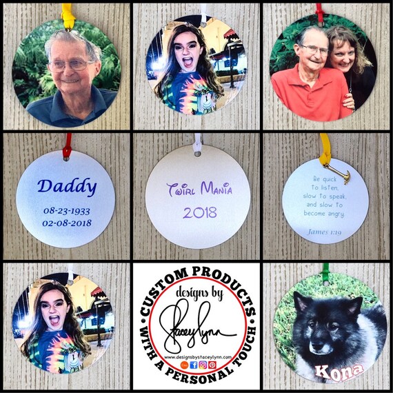 3" Aluminum Photo Ornament, Use also for key chain or luggage tag, add a personal message to the back