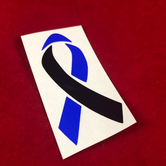 THIN BLUE LINE Awareness Ribbon decal | Police Officer/ Cop/ First Responder? Black & Blue ribbon