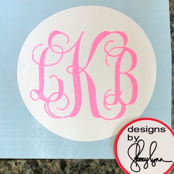 GLITTER Monogram WALL decal | Choose size & color | Vine Monogram | Decals for girl's bedroom, dorm room, nursery decor, teen room
