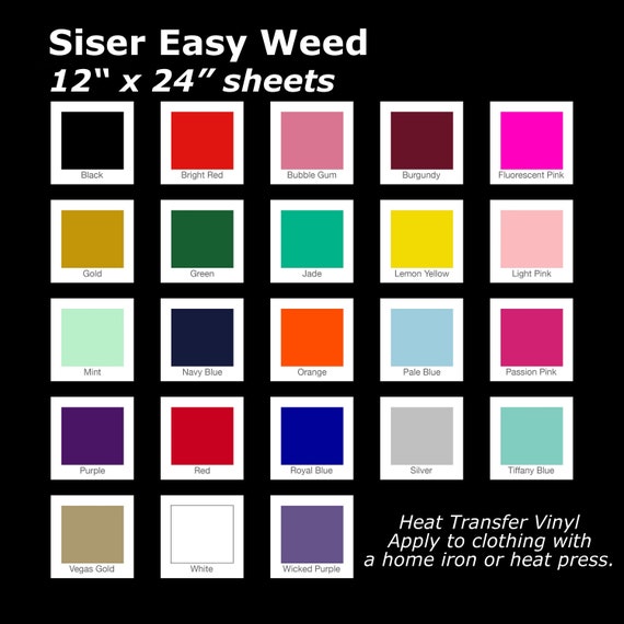 Siser Easy Weed Heat Transfer Vinyl | HTV| Iron-On Material | 12" x 24" sheet