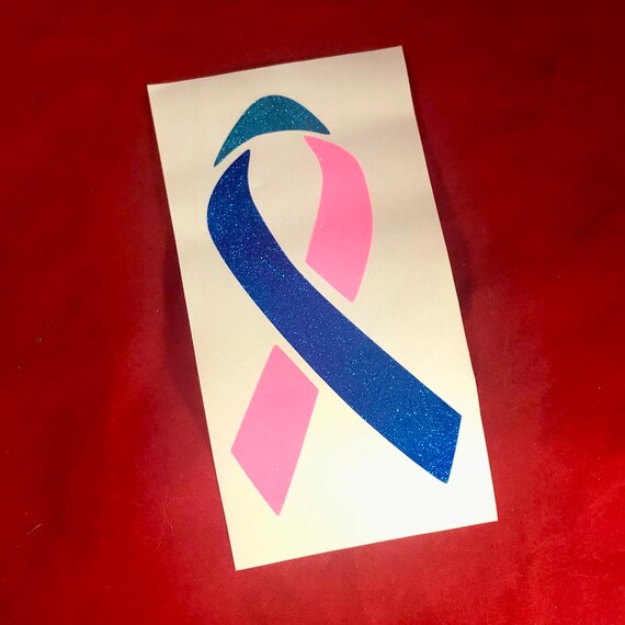 Thyroid Cancer Ribbon Awareness decal or In Memory of, Teal, pink & blue ribbon