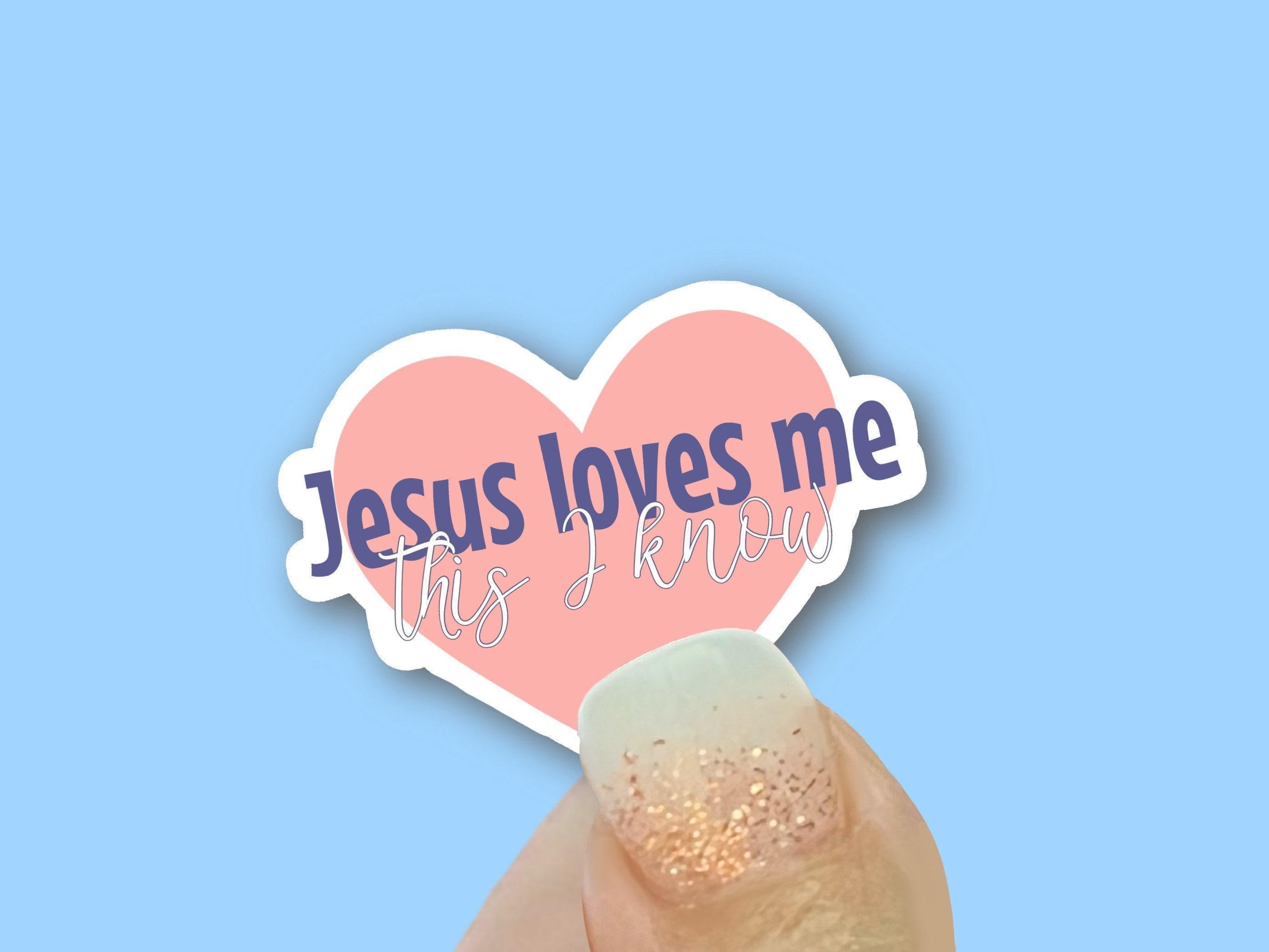 Jesus Loves Me Red Heart NOK Pegatina De Vinilo | Cars Trucks Vans Walls Laptop | Negro | 5.5 X 5.1 Pulgadas | NOK924