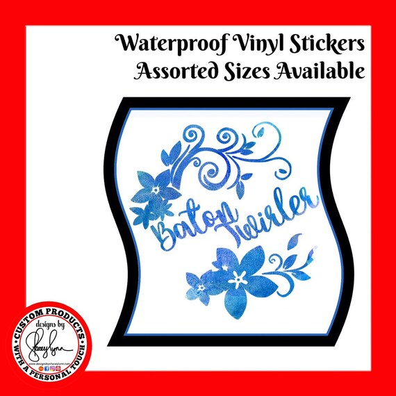 BATON TWIRLER STICKER Waterproof tear-resistant vinyl decal in assorted sizes