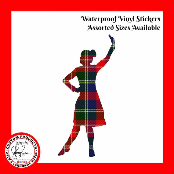 HIGHLAND DANCER STICKER- Waterproof, tear-resistant, vinyl decal available in assorted sizes or full sheets
