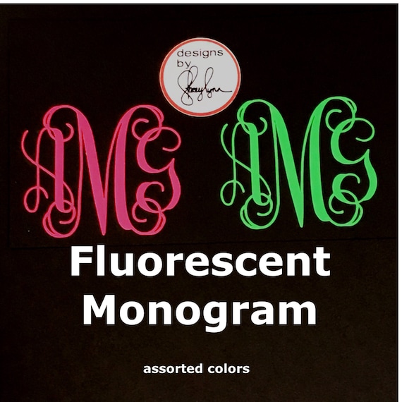 FLUORESCENT MONOGRAM | Choose size & color | Sticker for Yeti cups, tumblers, mugs, water bottles, cars, laptops and devices