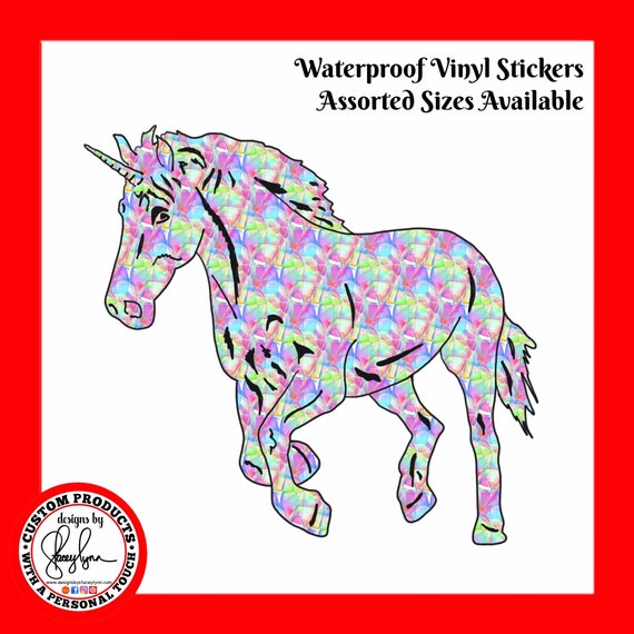 UNICORN STICKER- Waterproof, tear-resistant, vinyl decal available in assorted sizes or full sheets