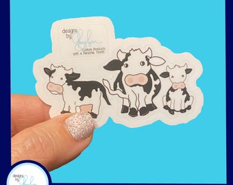 Cow Herd, 3 cows, Vinyl Waterproof Sticker - Use for water bottles, laptops, luggage, candle jars and more!