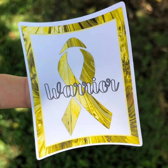 Childhood Cancer Warrior yellow Sticker- Waterproof, tear-resistant, vinyl decal available in assorted sizes or full sheets