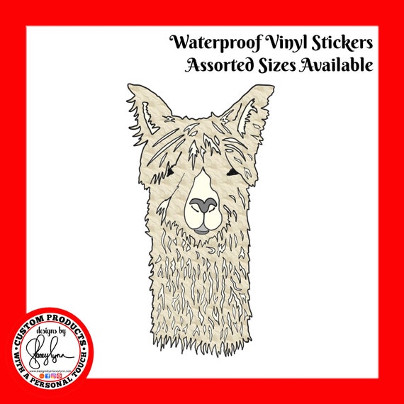 LLAMA STICKER- Waterproof, tear-resistant, vinyl decal available in assorted sizes or full sheets