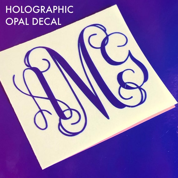 Holographic Opal Monogram Decal | FREE Shipping | Mongram Decal | Glitter Decal | Laptop Decal | Tumbler Decal | Monogram Sticker