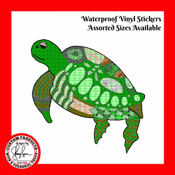 TURTLE STICKER- Waterproof, tear-resistant, vinyl decal available in assorted sizes or full sheets