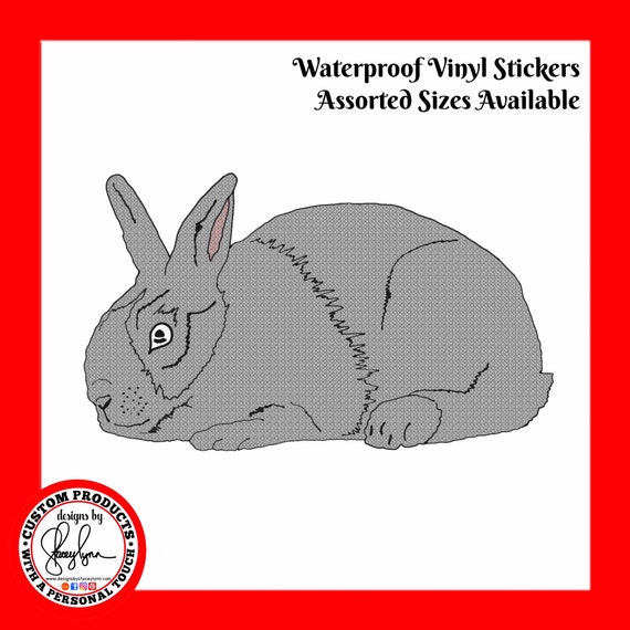 RABBIT STICKER- Waterproof, tear-resistant, vinyl decal available in assorted sizes or full sheets