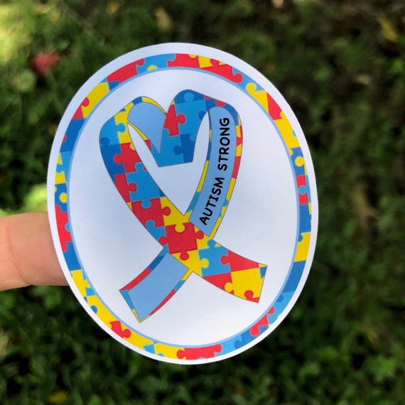 Autism Strong puzzle piece Sticker- Waterproof, tear-resistant, vinyl decal available in assorted sizes or full sheets