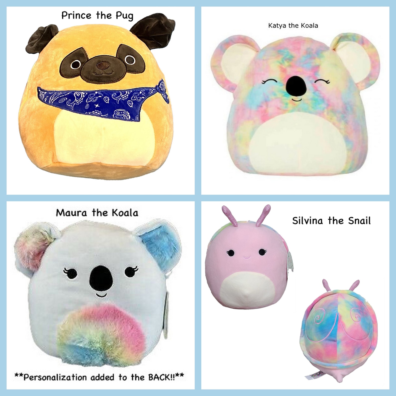 Personalized 8 SQUISHMALLOWS assorted with first name | Etsy