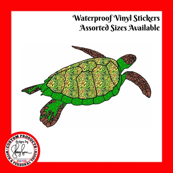 TURTLE STICKER- Waterproof, tear-resistant, vinyl decal available in assorted sizes or full sheets