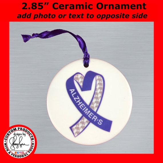 Ceramic Alzheimer's Awareness Photo Ornament, 2.85" - Personalize reverse side with photo or text