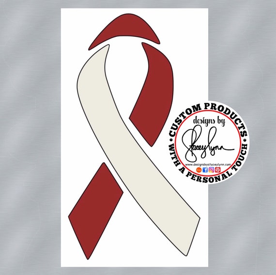 SQUAMIS CARCINOMA AWARENESS Ribbon decal | Burgundy & Cream ribbon | Use for water bottles, tumblers, laptops, car windows and more