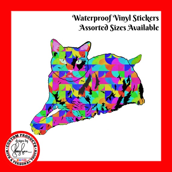 CAT STICKER- Waterproof, tear-resistant, vinyl decal available in assorted sizes or full sheets